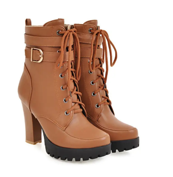 Kids' Lace-Up Chunky Heel Boots - Image 4