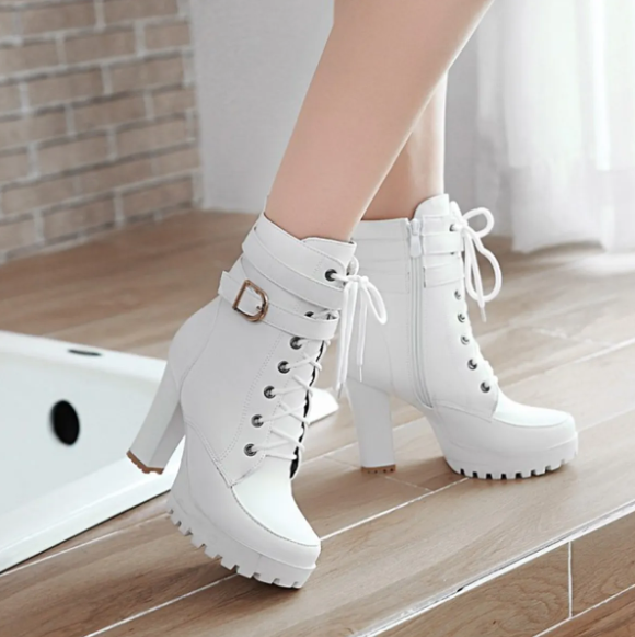 Kids' Lace-Up Chunky Heel Boots - Image 5