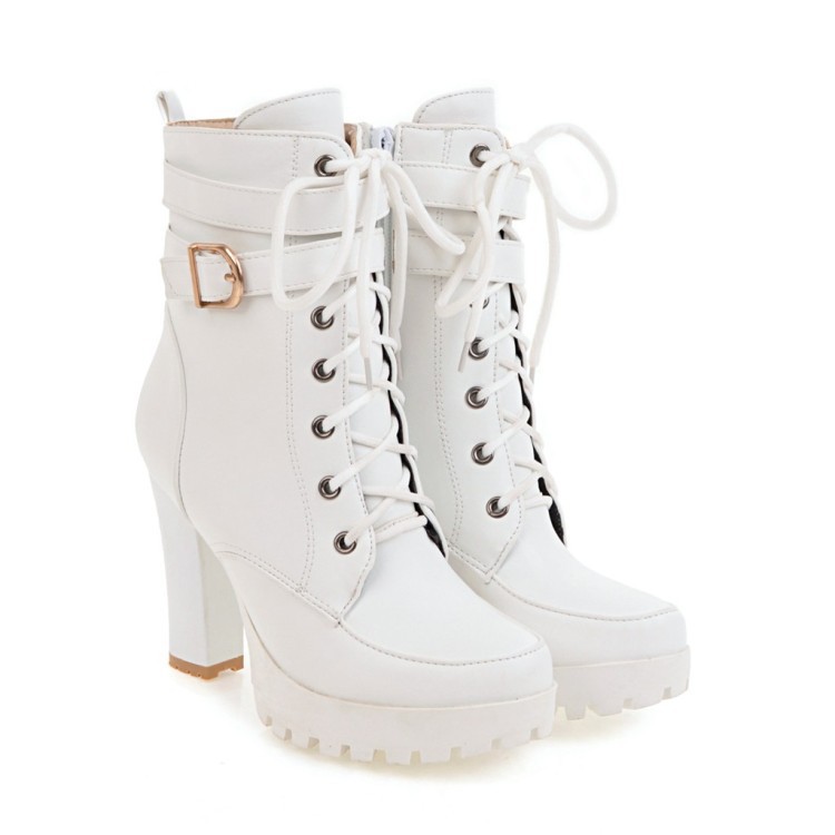 Kids' Lace-Up Chunky Heel Boots - Image 3