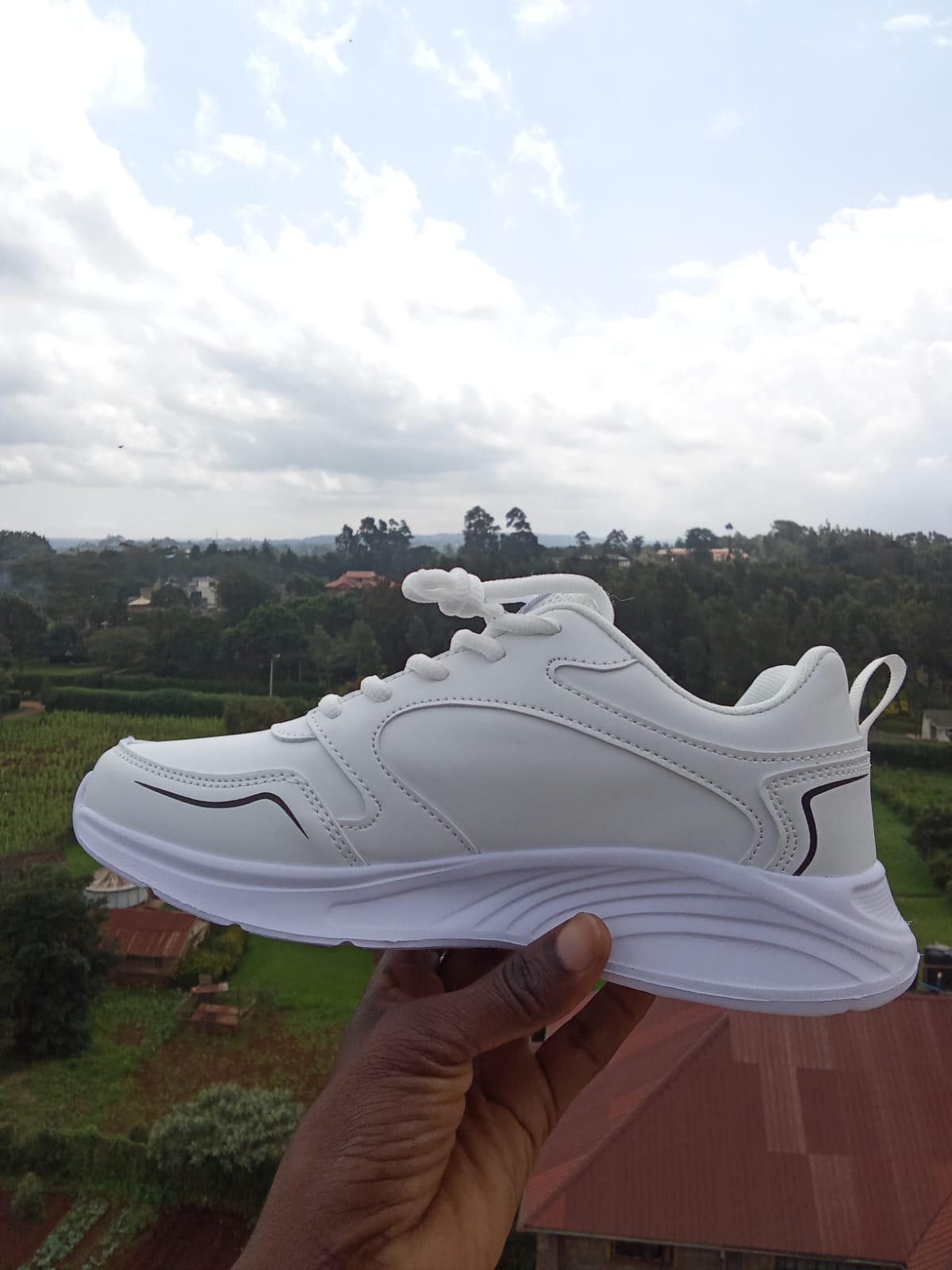 Kids' All-White Athletic Sneakers - Image 2
