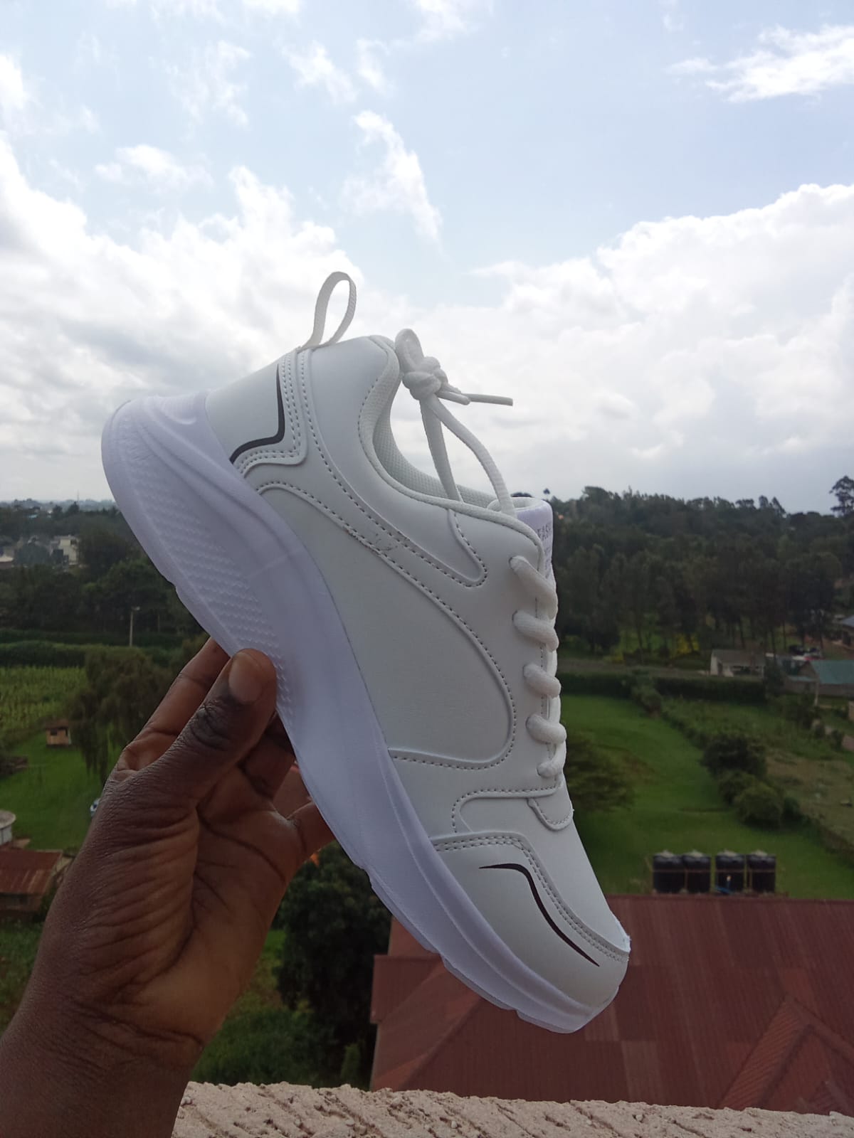 Kids' All-White Athletic Sneakers - Image 4