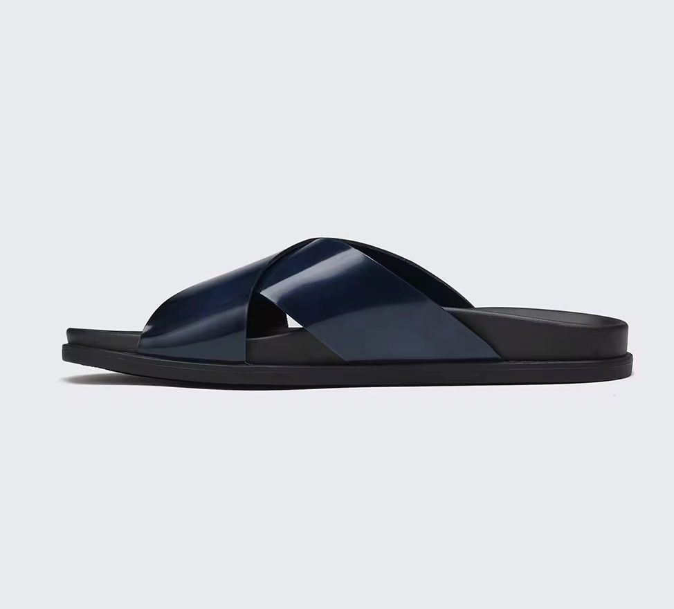 Glossy Crisscross Slide Sandals - Image 3