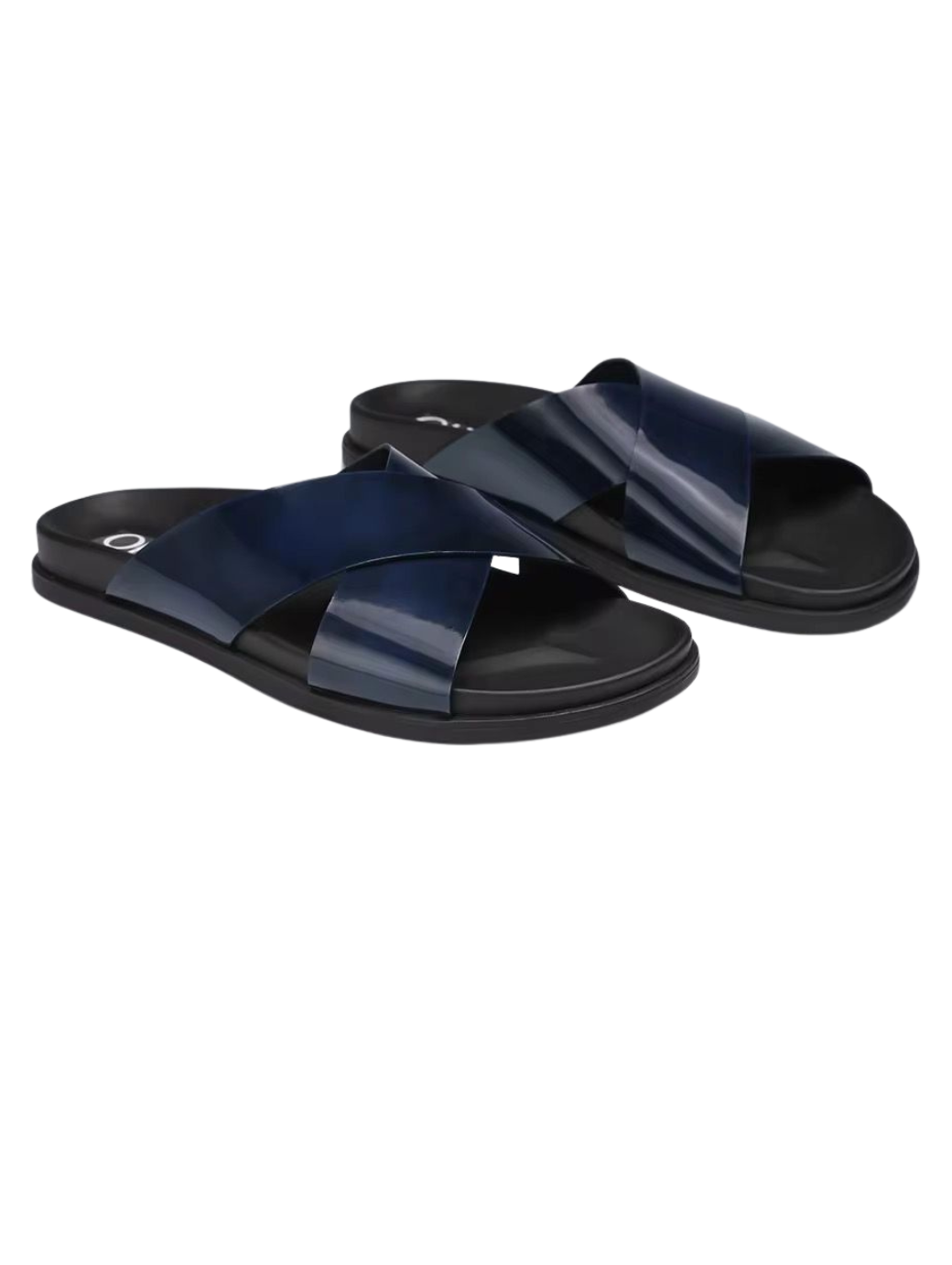 Glossy Crisscross Slide Sandals