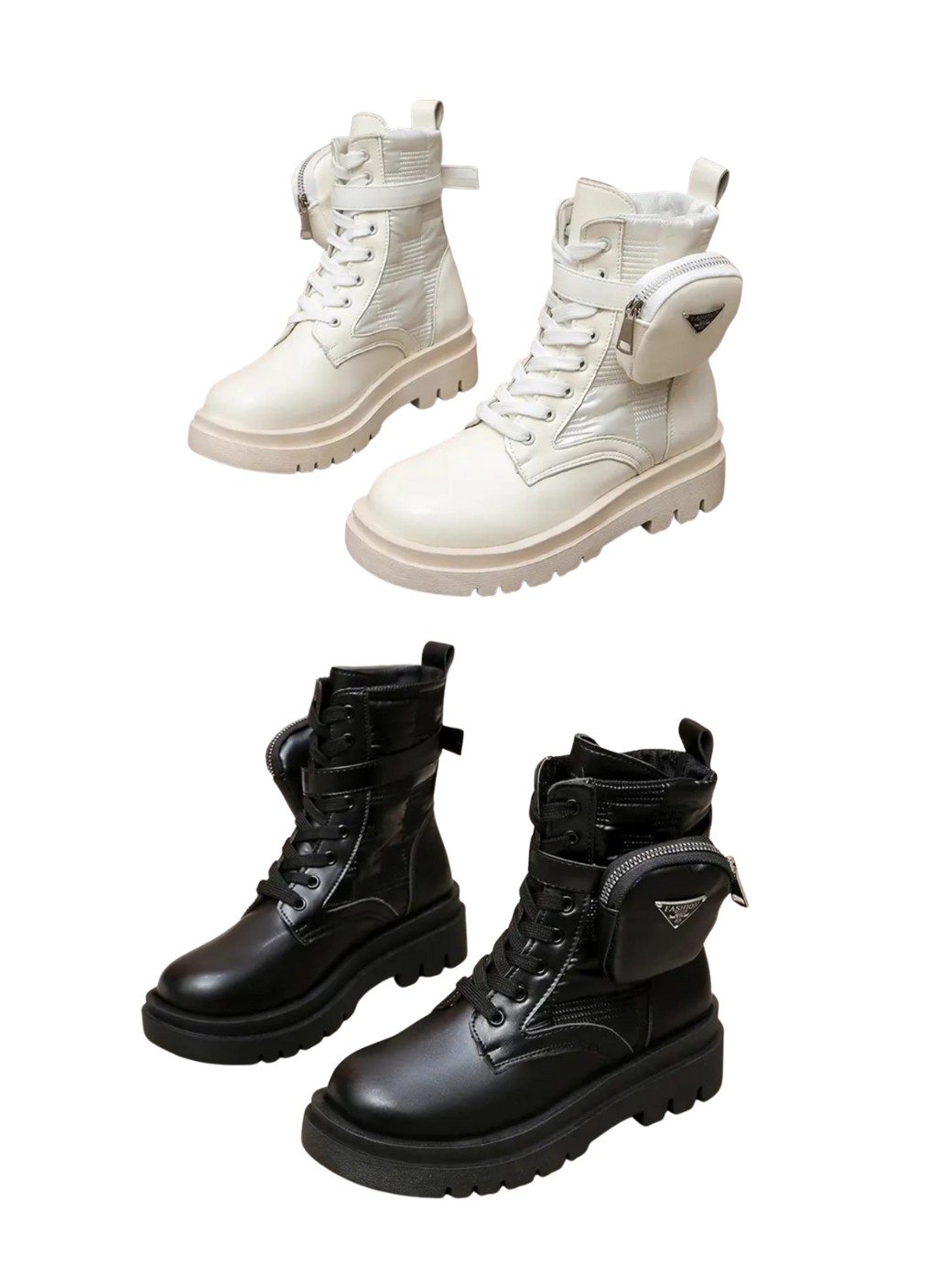 Combat Lace-Up Boots with Side Pouch