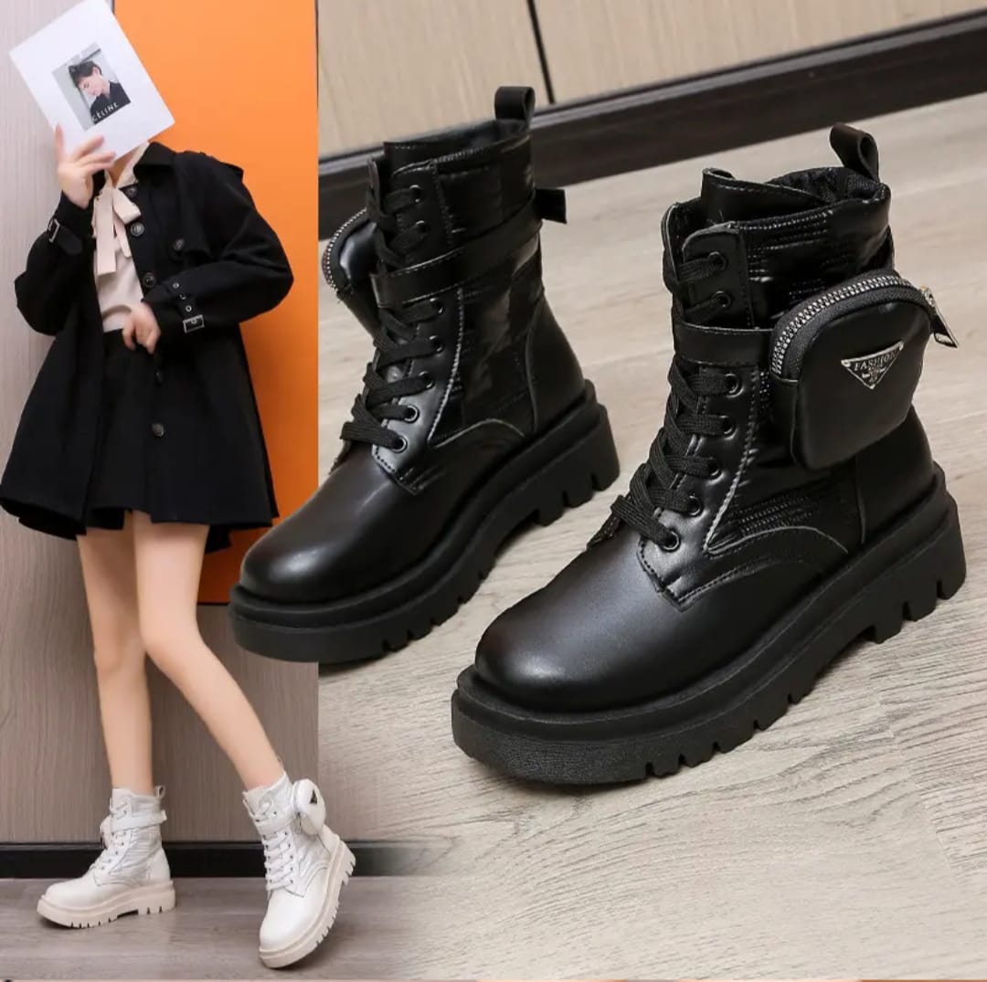 Combat Lace-Up Boots with Side Pouch - Image 7