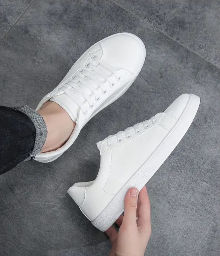 Classic All-White Low-Top Sneakers - Image 4