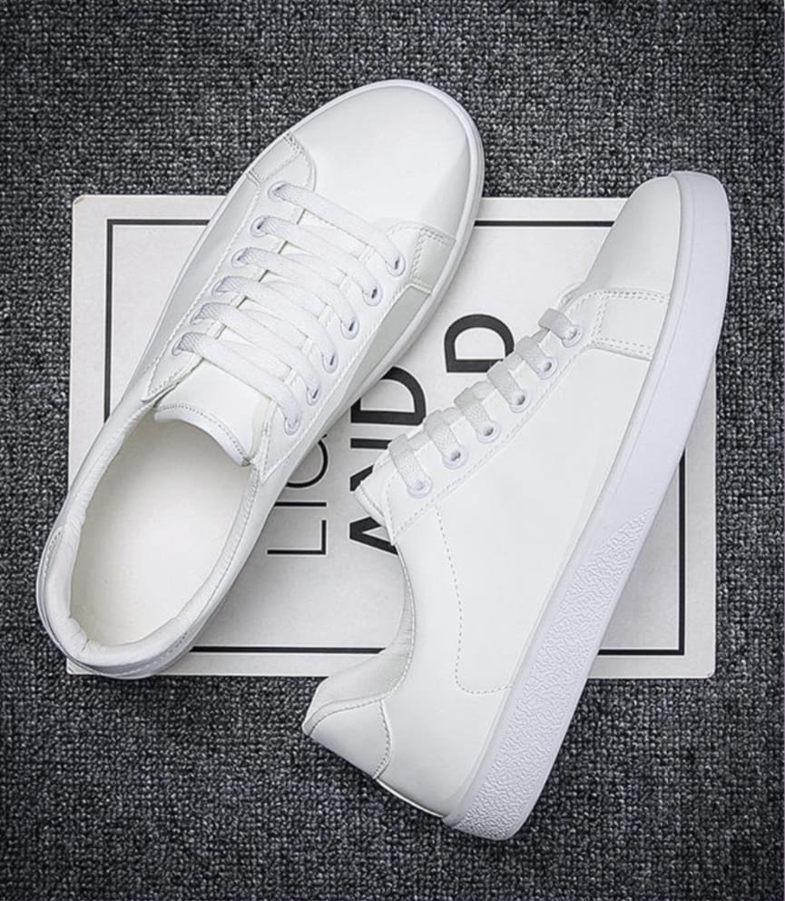 Classic All-White Low-Top Sneakers - Image 5