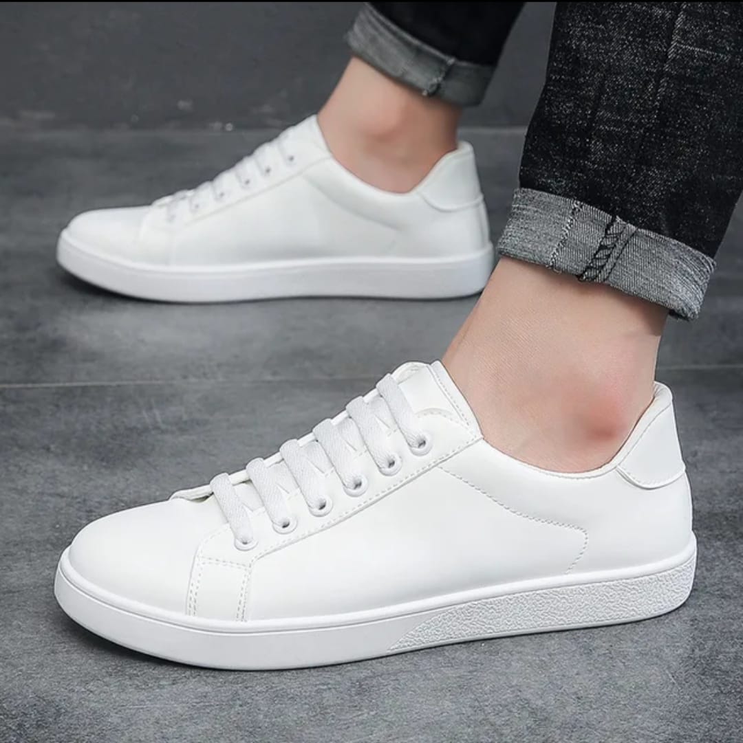 Classic All-White Low-Top Sneakers - Image 6